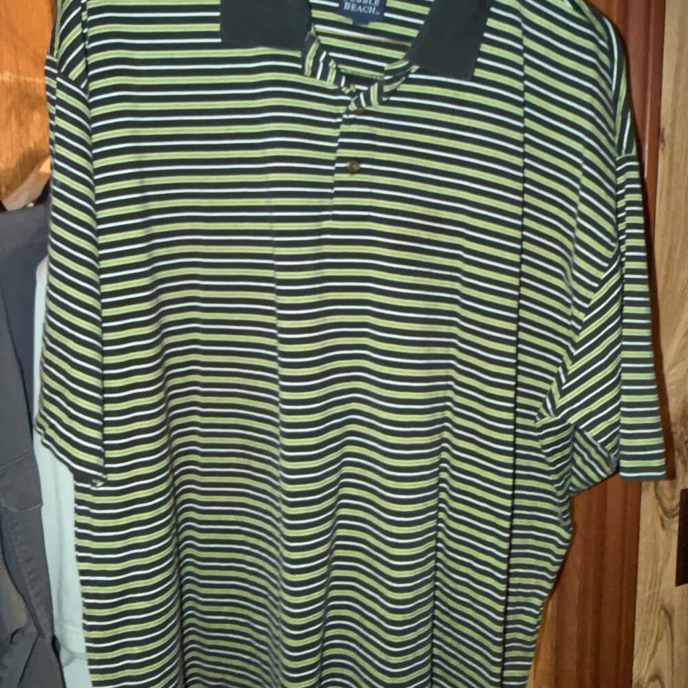Pebble Beach Performance Polo Golf Shirt Mens Medium Yellow Black Striped